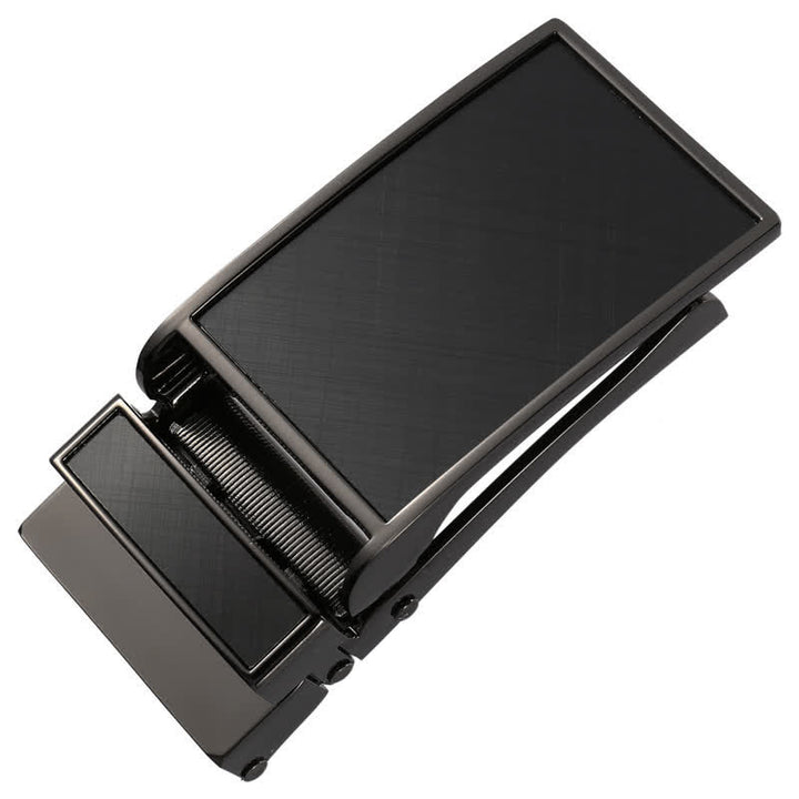 Black Square Shape Automatic Buckle Leather Belt - image 1