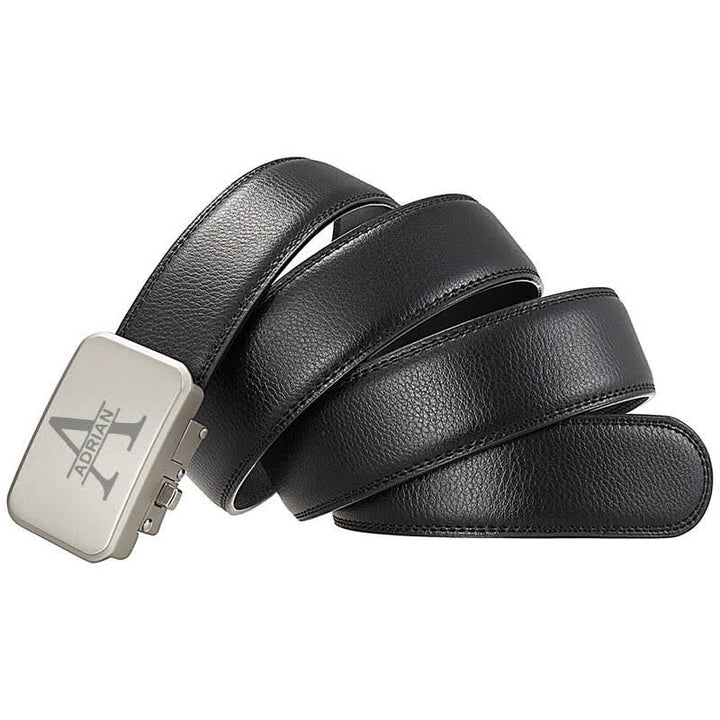Custom Name Monogram Gift Idea Automatic Buckle Leather Belt