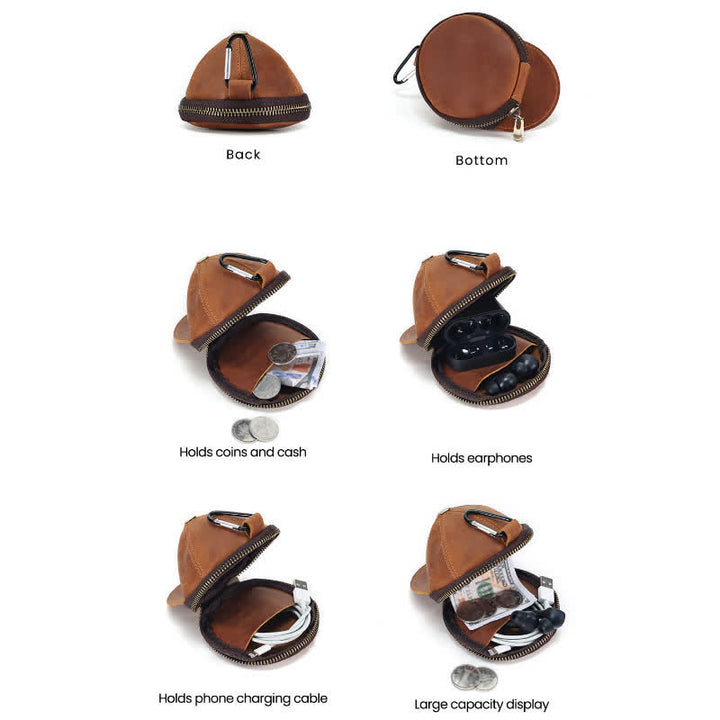 Baseball Hat Shape Creative Coin Leather Bag - image 4