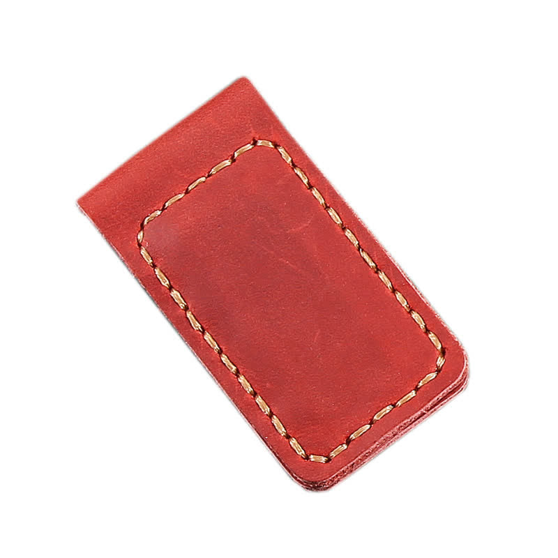Custom Name Wedding Gift Idea Leather Magnetic Money Clip - Red - image 11