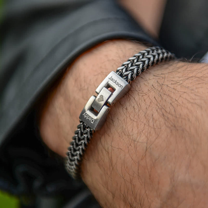 Foxtail Chain Weave Custom Name Stainless Steel Bracelet