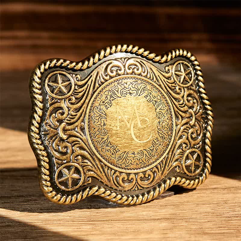 Custom Monogram Name DIY Carved Western Buckle Leather Belt - image 4