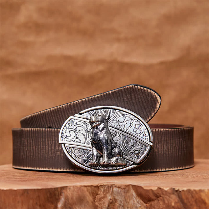 Men's DIY Loyal Dog Hidden Folding Knife Leather Belt - Loyal Dog - Brown Distressed Belt - 42 - image 7