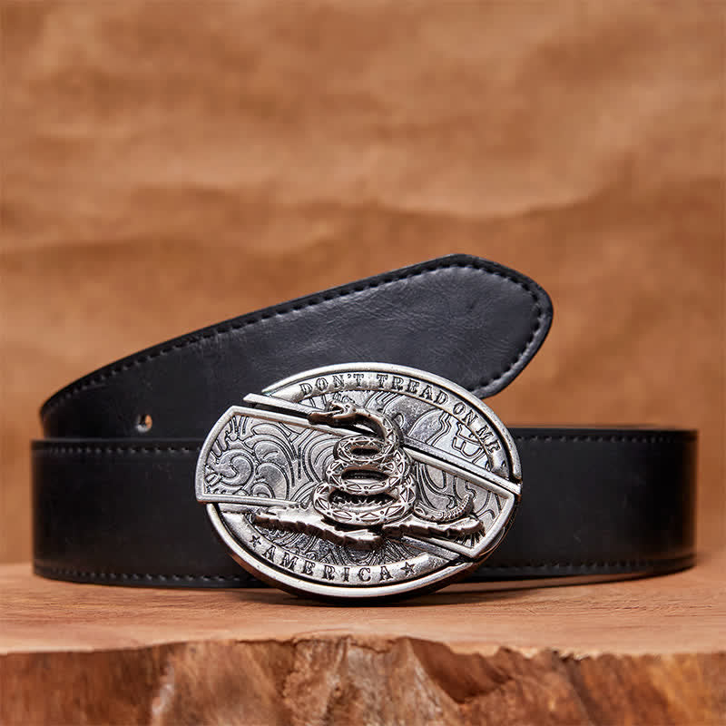 Men's DIY Black Mamba Hidden Folding Knife Leather Belt - Black Mamba - Black PU Belt - 42 - image 4