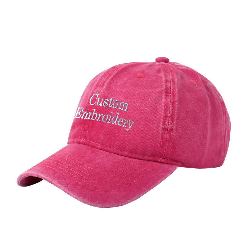 Custom Text Personalized Embroidered Adjustable Baseball Cap - Pink - Adjustable (About 21 5/8"-23 1/4") - image 10