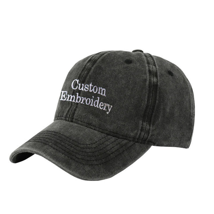 Custom Text Personalized Embroidered Adjustable Baseball Cap - Black - Adjustable (About 21 5/8"-23 1/4") - image 1