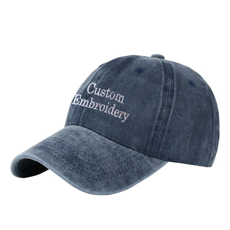 Custom Text Personalized Embroidered Adjustable Baseball Cap - Navy - Adjustable (About 21 5/8"-23 1/4") - image 3