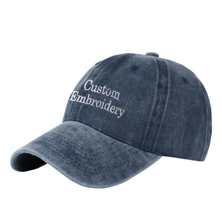 Custom Text Personalized Embroidered Adjustable Baseball Cap - Navy - Adjustable (About 21 5/8"-23 1/4") - image 3