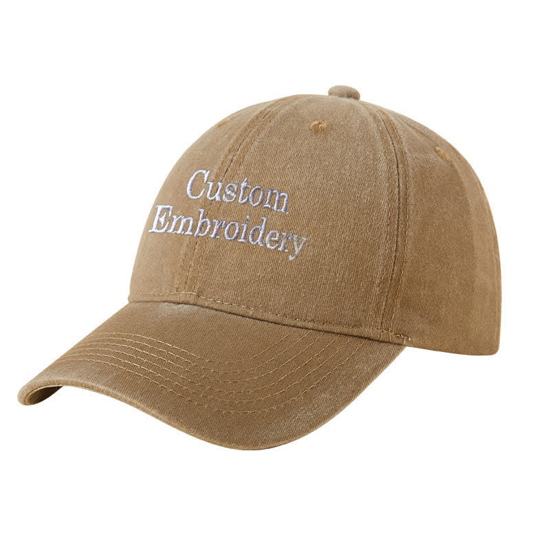 Custom Text Personalized Embroidered Adjustable Baseball Cap - Khaki - Adjustable (About 21 5/8"-23 1/4") - image 13