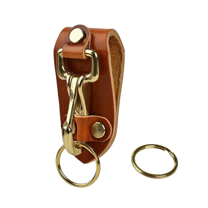 Orange Brown Practical  Belt Loop Leather Keychain - image 2