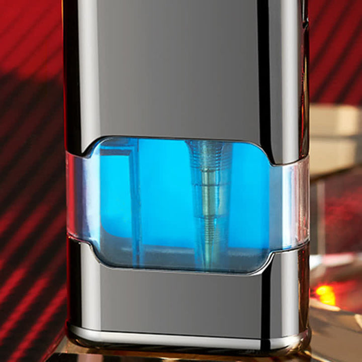 Horse Design Refillable Double Flame Butane Lighter With Clock