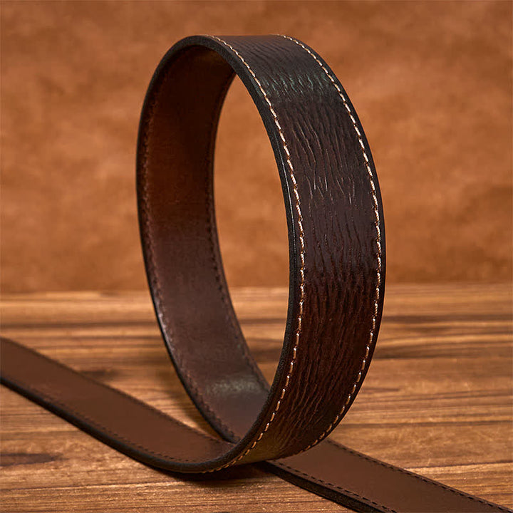 Men's Vintage Rivet Decor Full Grain Leather Belt