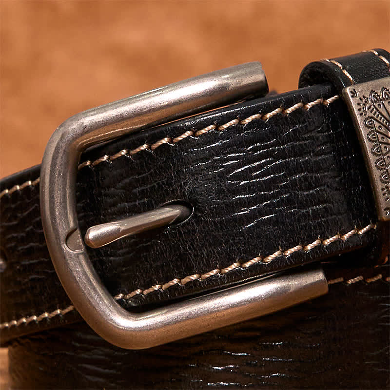 Men's Vintage Rivet Decor Full Grain Leather Belt