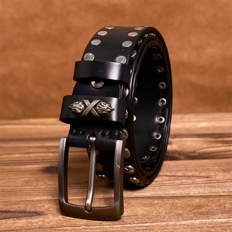 Punk Biker Rivet Studded Handmade Leather Belt