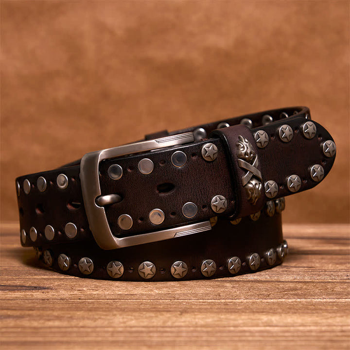 Punk Biker Rivet Studded Handmade Leather Belt