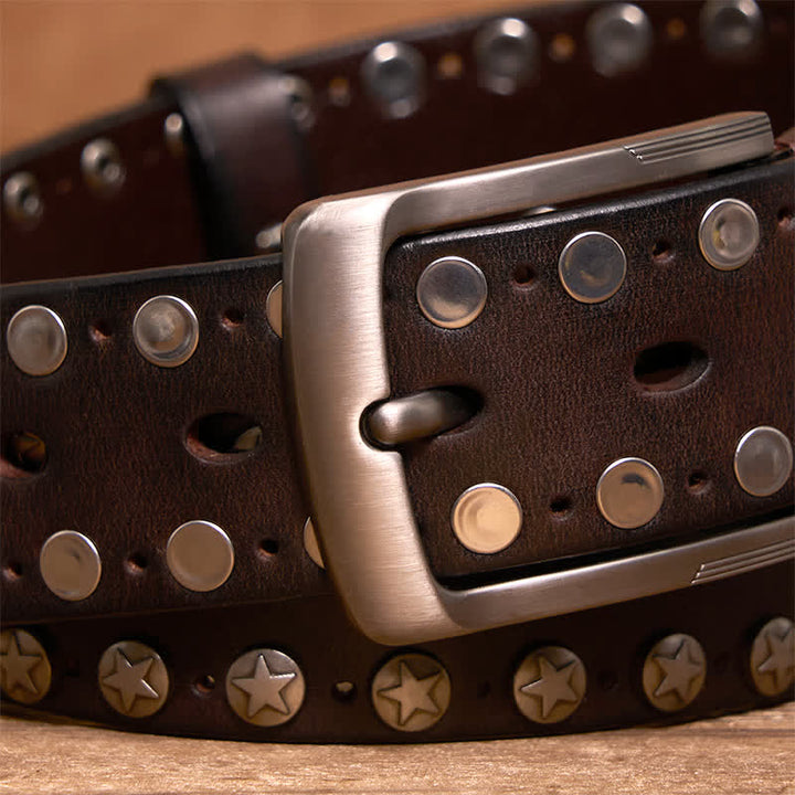 Punk Biker Rivet Studded Handmade Leather Belt
