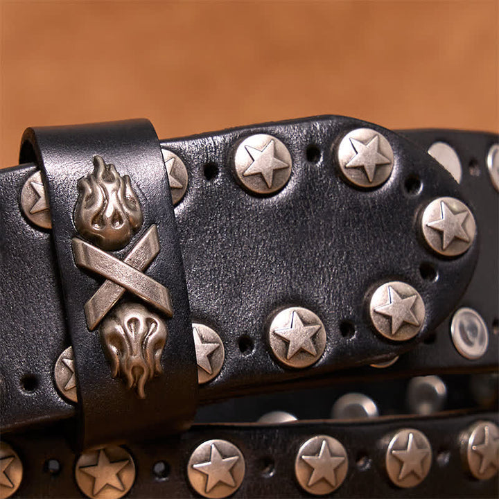 Punk Biker Rivet Studded Handmade Leather Belt
