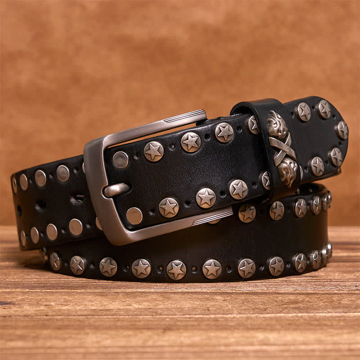 Punk Biker Rivet Studded Handmade Leather Belt