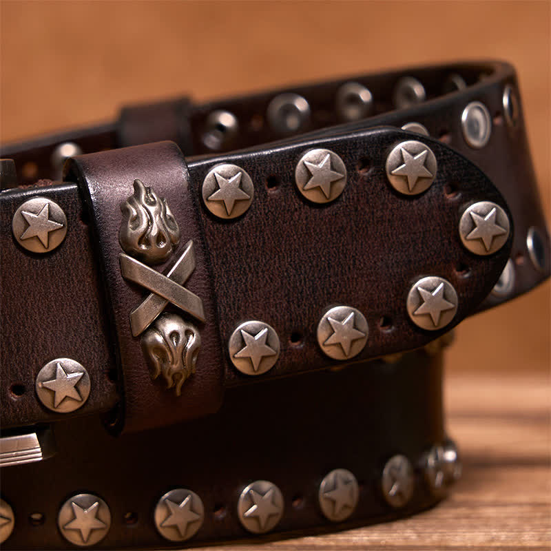 Punk Biker Rivet Studded Handmade Leather Belt