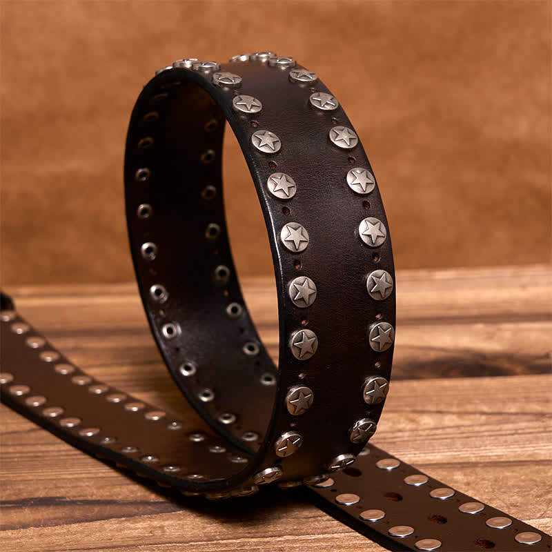 Punk Biker Rivet Studded Handmade Leather Belt