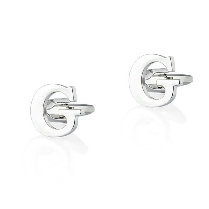 1 Pair Men's Silver Plated Initial Letter 26 Alphabet Cufflinks - G - image 7