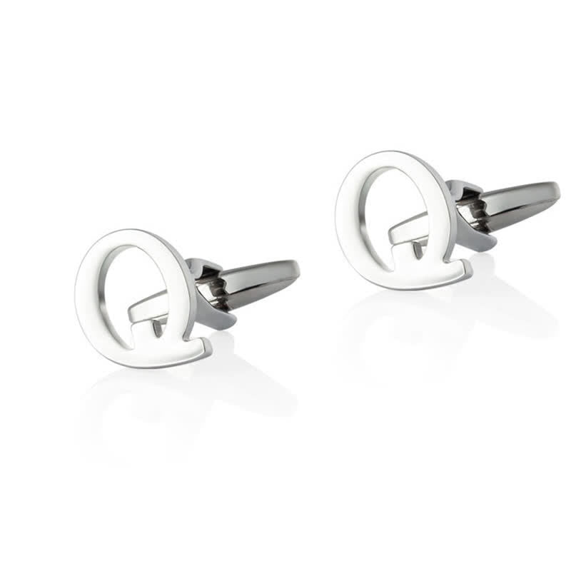 1 Pair Men's Silver Plated Initial Letter 26 Alphabet Cufflinks - Q - image 17