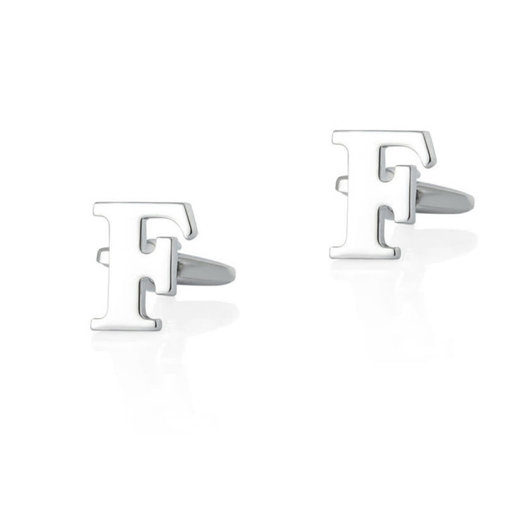 1 Pair Men's Silver Plated Initial Letter 26 Alphabet Cufflinks - F - image 6