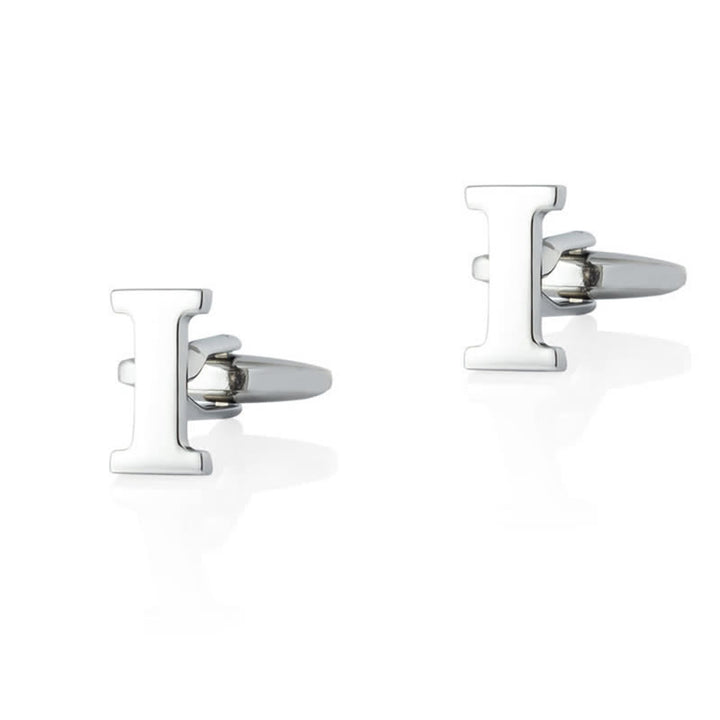 1 Pair Men's Silver Plated Initial Letter 26 Alphabet Cufflinks - I - image 9