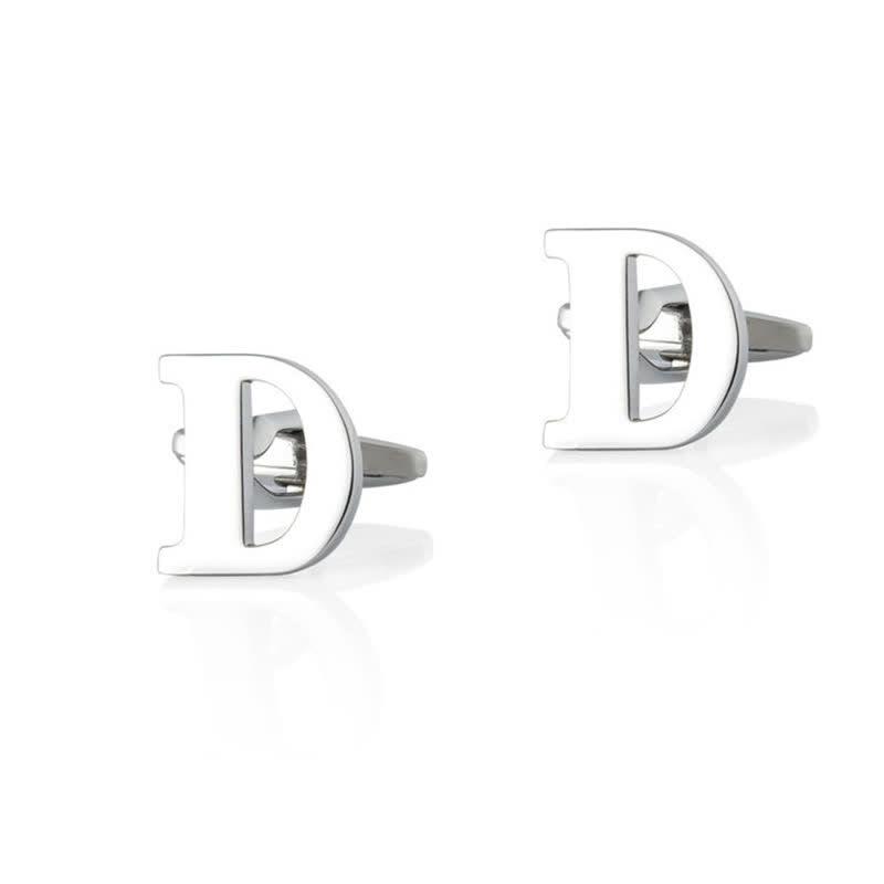 1 Pair Men's Silver Plated Initial Letter 26 Alphabet Cufflinks - D - image 4
