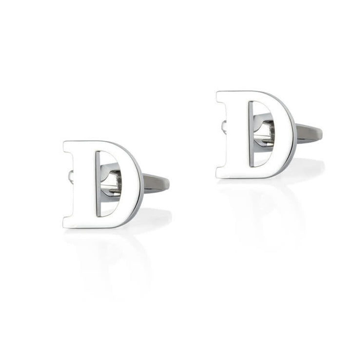 1 Pair Men's Silver Plated Initial Letter 26 Alphabet Cufflinks - D - image 4