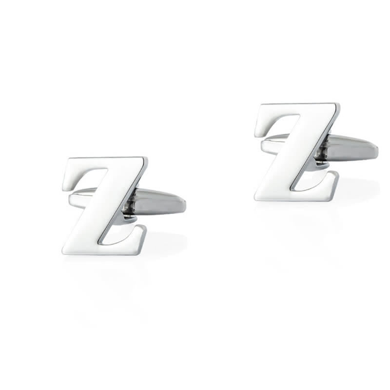 1 Pair Men's Silver Plated Initial Letter 26 Alphabet Cufflinks - Z - image 26