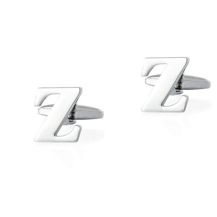 1 Pair Men's Silver Plated Initial Letter 26 Alphabet Cufflinks - Z - image 26