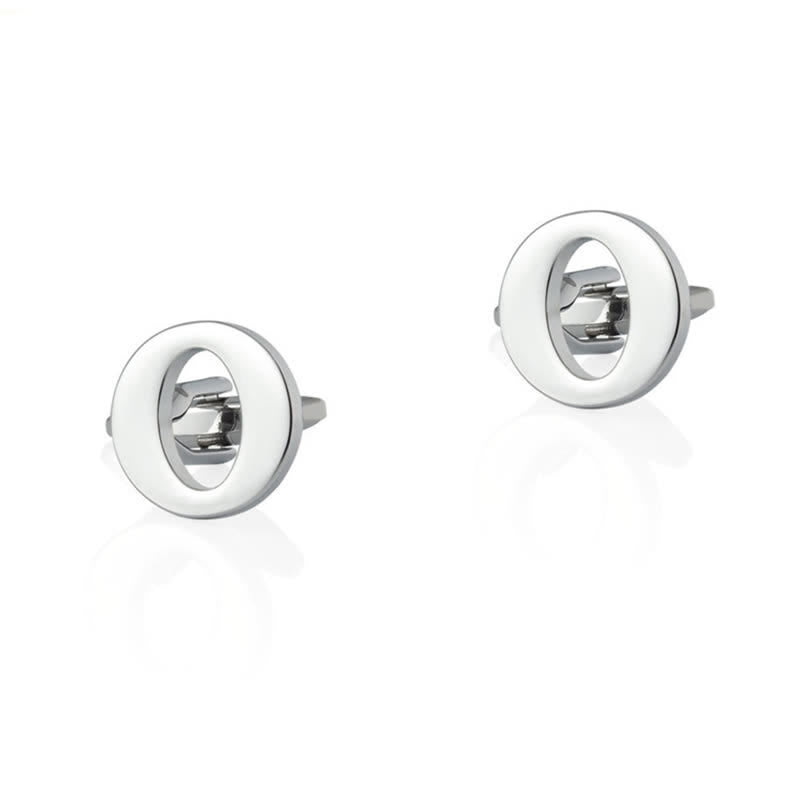 1 Pair Men's Silver Plated Initial Letter 26 Alphabet Cufflinks - O - image 15