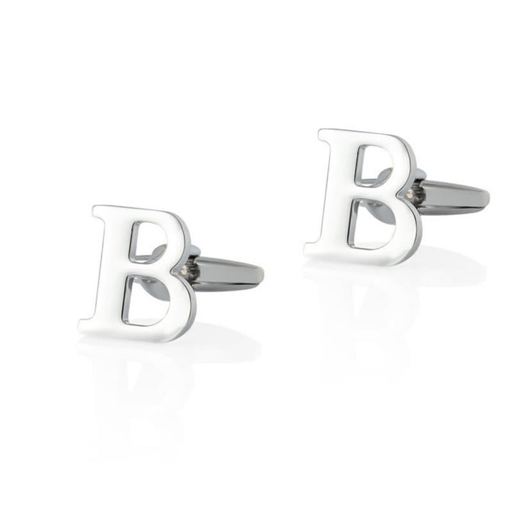 1 Pair Men's Silver Plated Initial Letter 26 Alphabet Cufflinks - B - image 2