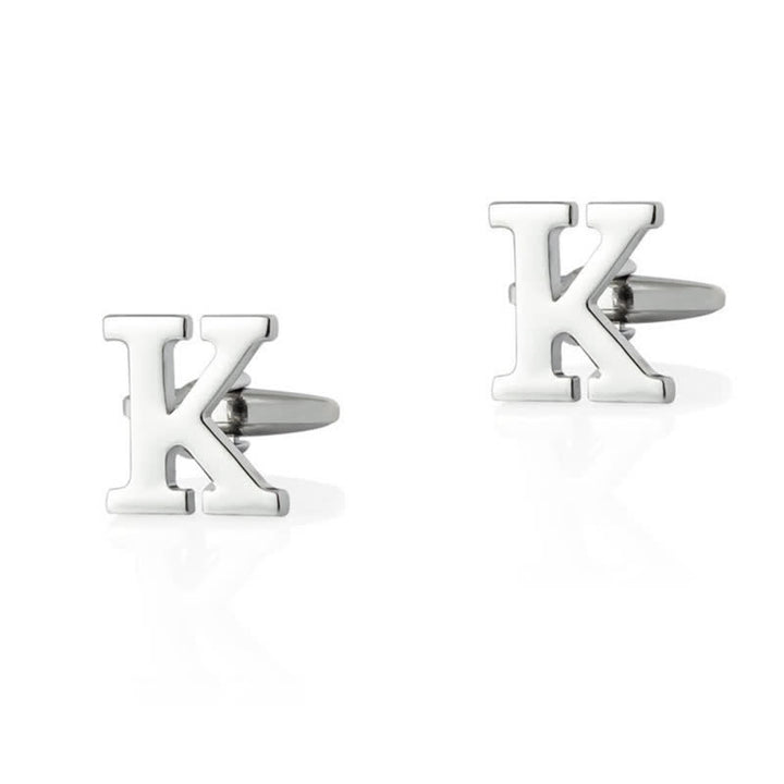 1 Pair Men's Silver Plated Initial Letter 26 Alphabet Cufflinks - K - image 11
