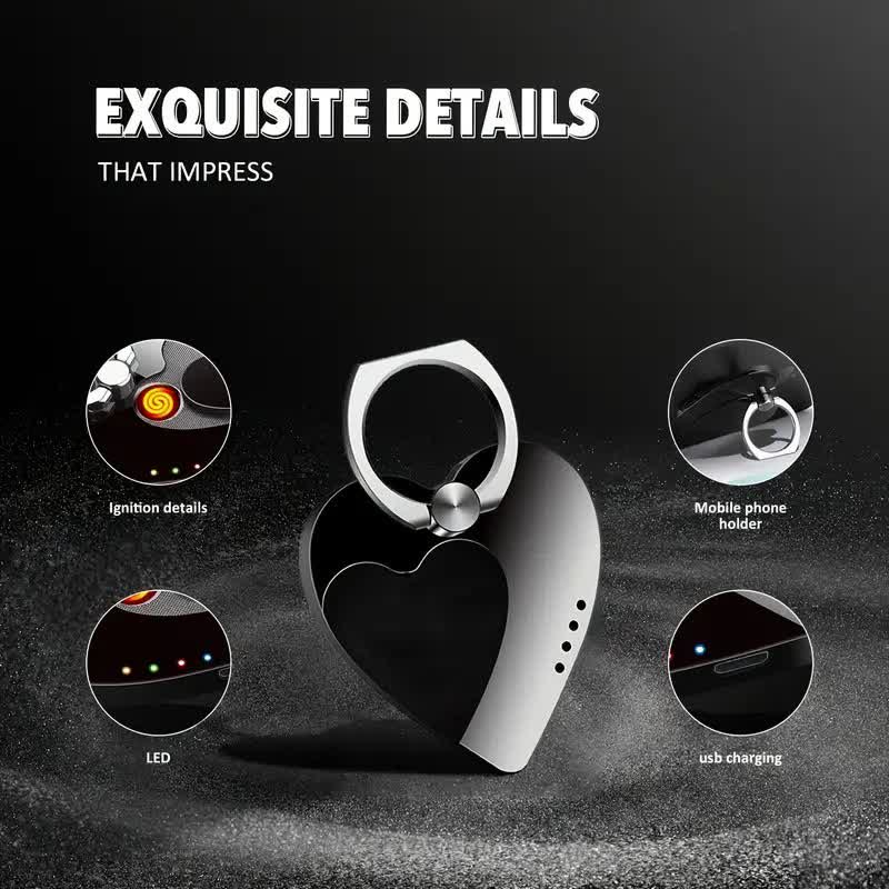 Heart Phone Stand Ring Buckle Rechargeable Electric Lighter