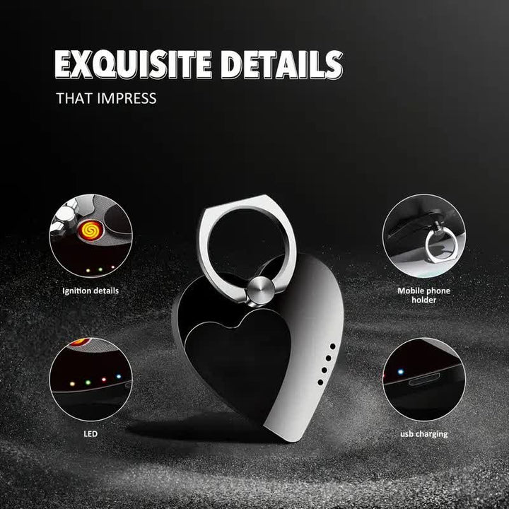 Heart Phone Stand Ring Buckle Rechargeable Electric Lighter