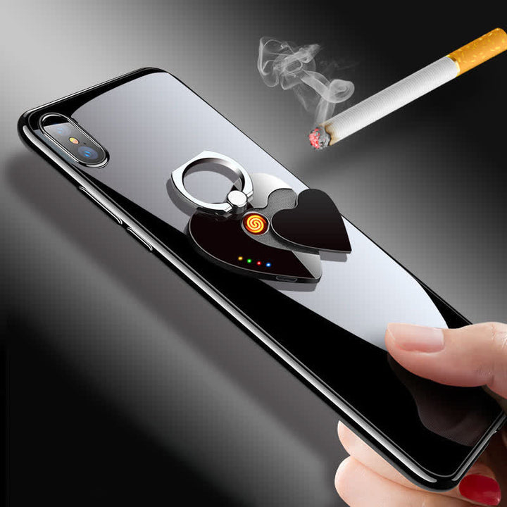 Heart Phone Stand Ring Buckle Rechargeable Electric Lighter