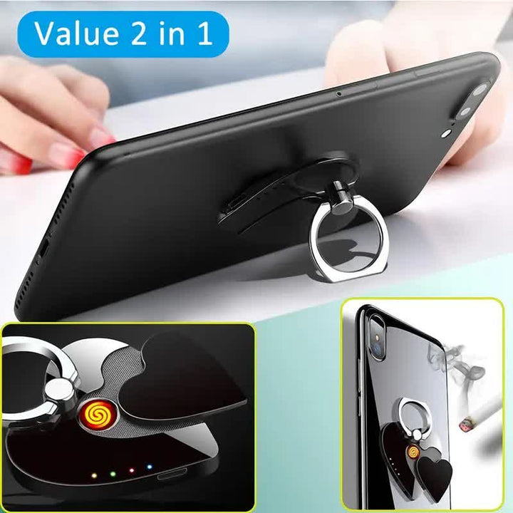 Heart Phone Stand Ring Buckle Rechargeable Electric Lighter