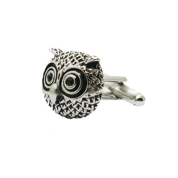 Men's 1 Pair Cute Owl Head Silver-Tone Cufflinks - image 5