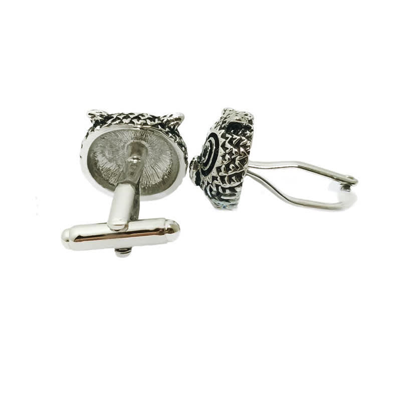 Men's 1 Pair Cute Owl Head Silver-Tone Cufflinks - image 4