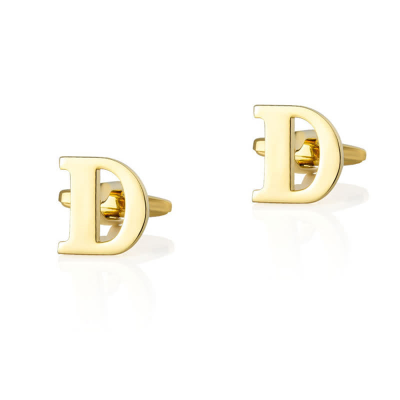 1 Pair Men's Gold Plated Initial Letter 26 Alphabet Cufflinks - D - image 4