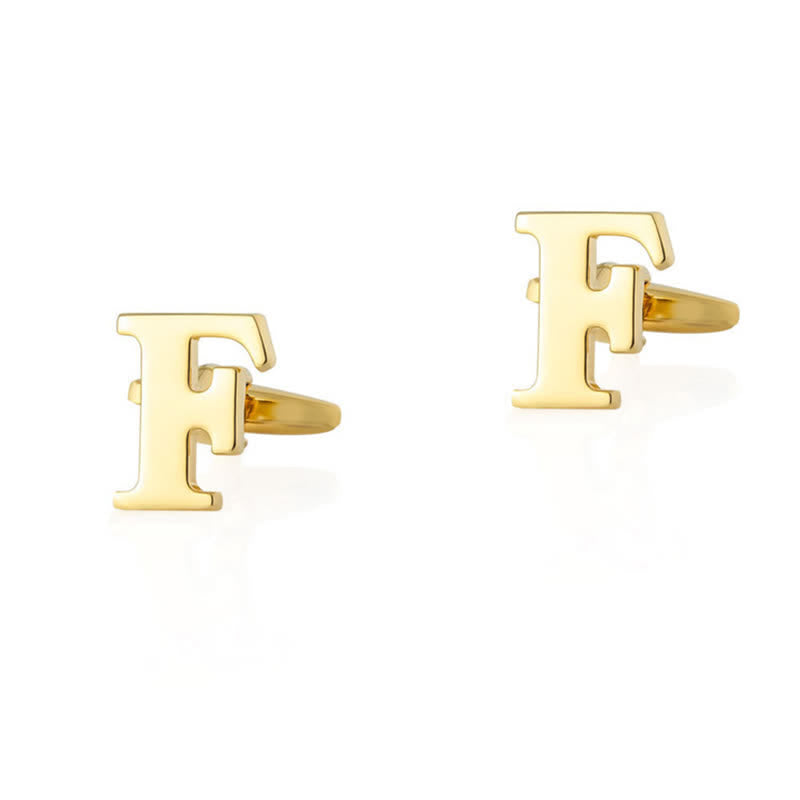 1 Pair Men's Gold Plated Initial Letter 26 Alphabet Cufflinks - F - image 6