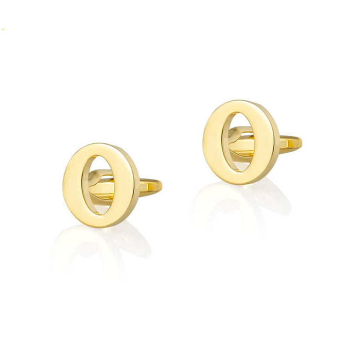 1 Pair Men's Gold Plated Initial Letter 26 Alphabet Cufflinks - O - image 15