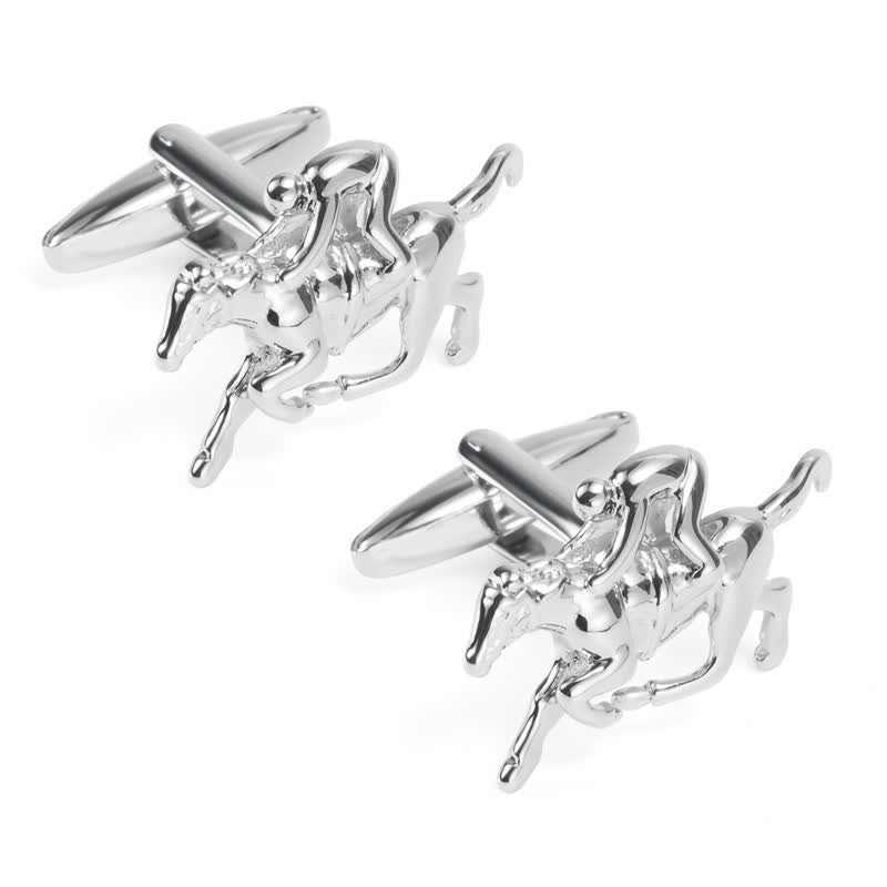 Men's 1 Pair Horseback Riding Silver-tone Cufflinks - image 3