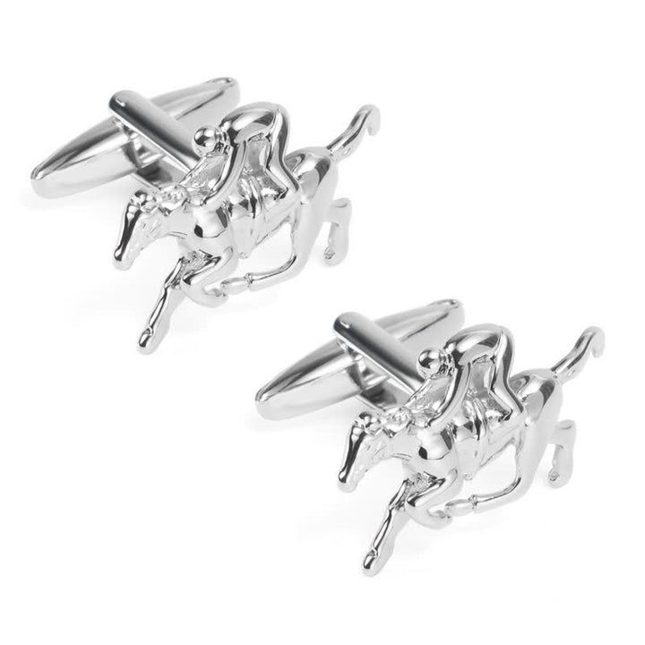 Men's 1 Pair Horseback Riding Silver-tone Cufflinks - image 3