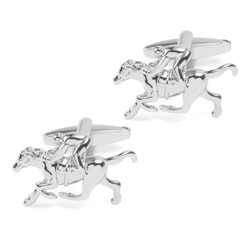 Men's 1 Pair Horseback Riding Silver-tone Cufflinks - image 4
