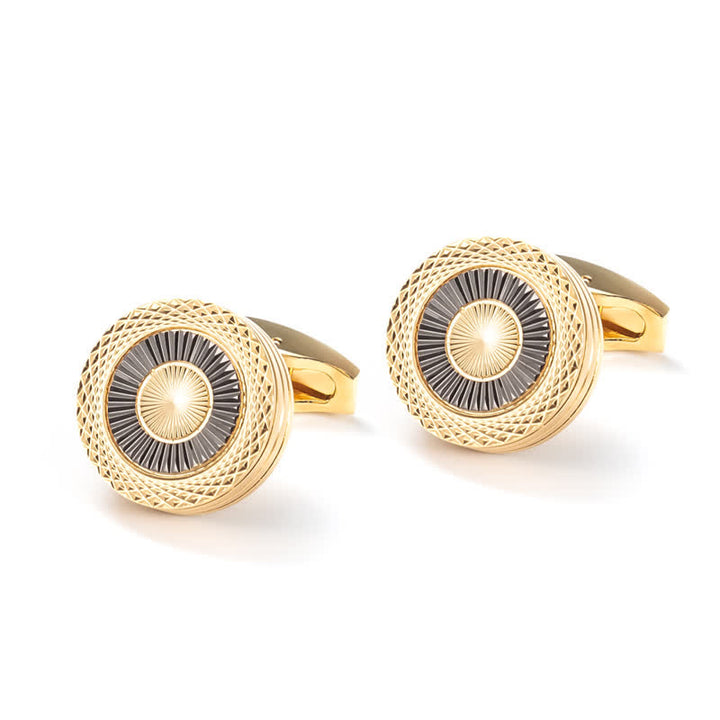 Men's 1 Pair Round Tire Pattern Cufflinks - image 2