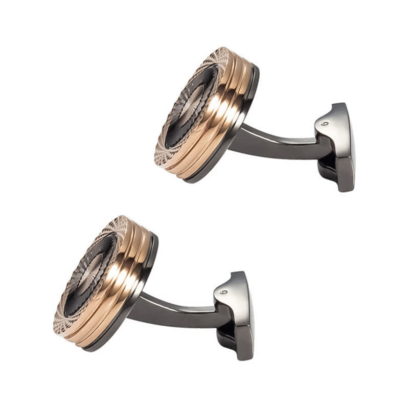 Men's 1 Pair Round Tire Pattern Cufflinks - Rose Gold - image 7