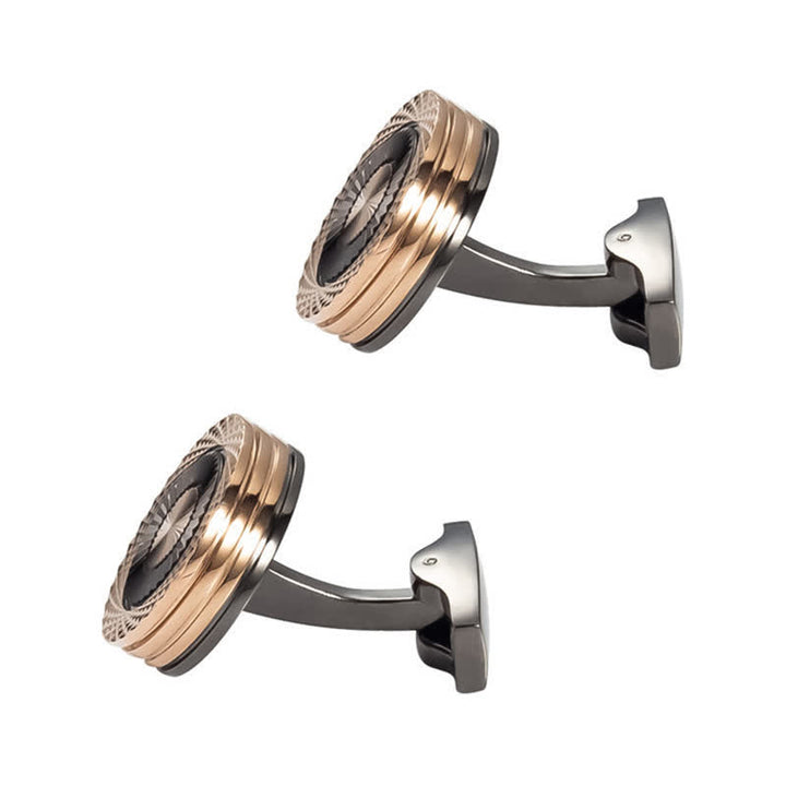 Men's 1 Pair Round Tire Pattern Cufflinks - Rose Gold - image 7